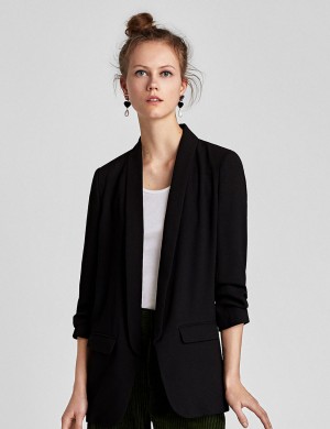Casual Blazer Ruched Sleeve